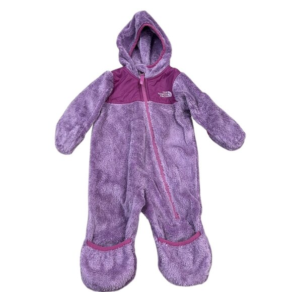 The North Face Infant Fleece Hooded Bunting Suit 3-6M Purple - Picture 2 of 6